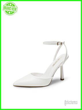Closed Toe Heels Ankle Strap Pumps 3.94-Inch High Heels Party Wedding Dress